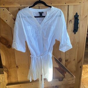 Lane Bryant White Button-Up Tunic